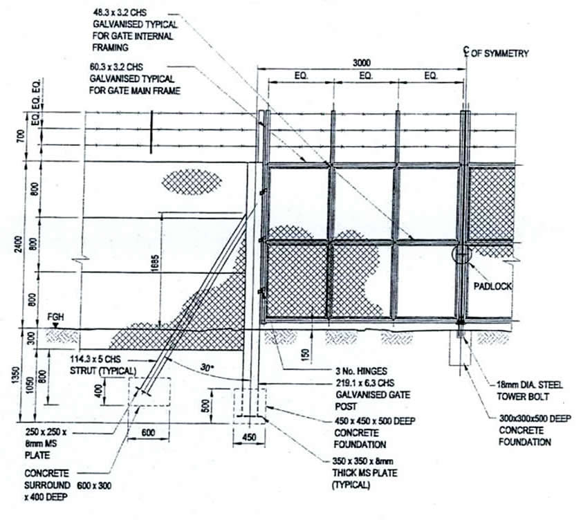 6 m wide framed galvanized wire mesh security fencing gate